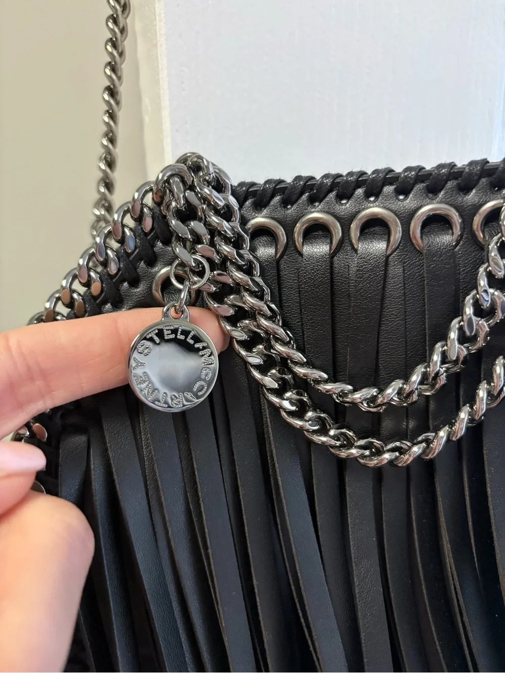 Stella McCartney Tiny Black Fringe Falabella Crossbody Bag - Picture 10 of 11